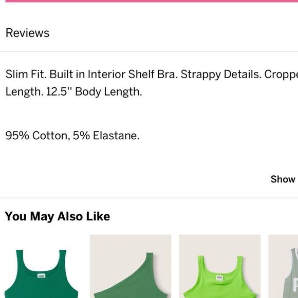 Victorias Secret Pink Cropped Cami Tank built in interior shelf bra Sport Sage - Picture 2 of 3